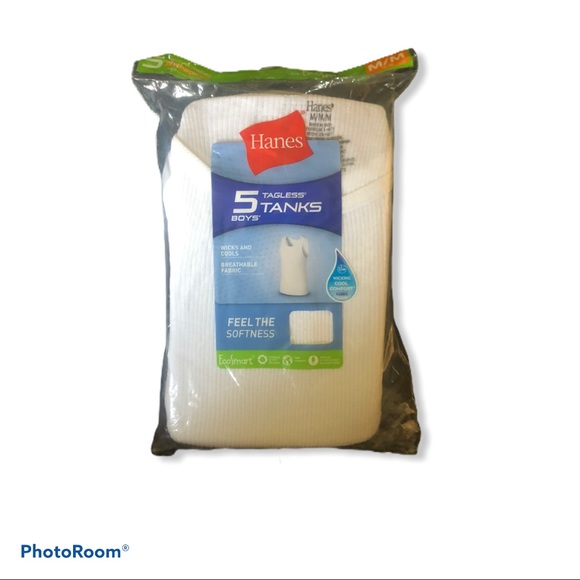HANES- Boys Toddler Tank Top Pack White Undershirt - Picture 4 of 5